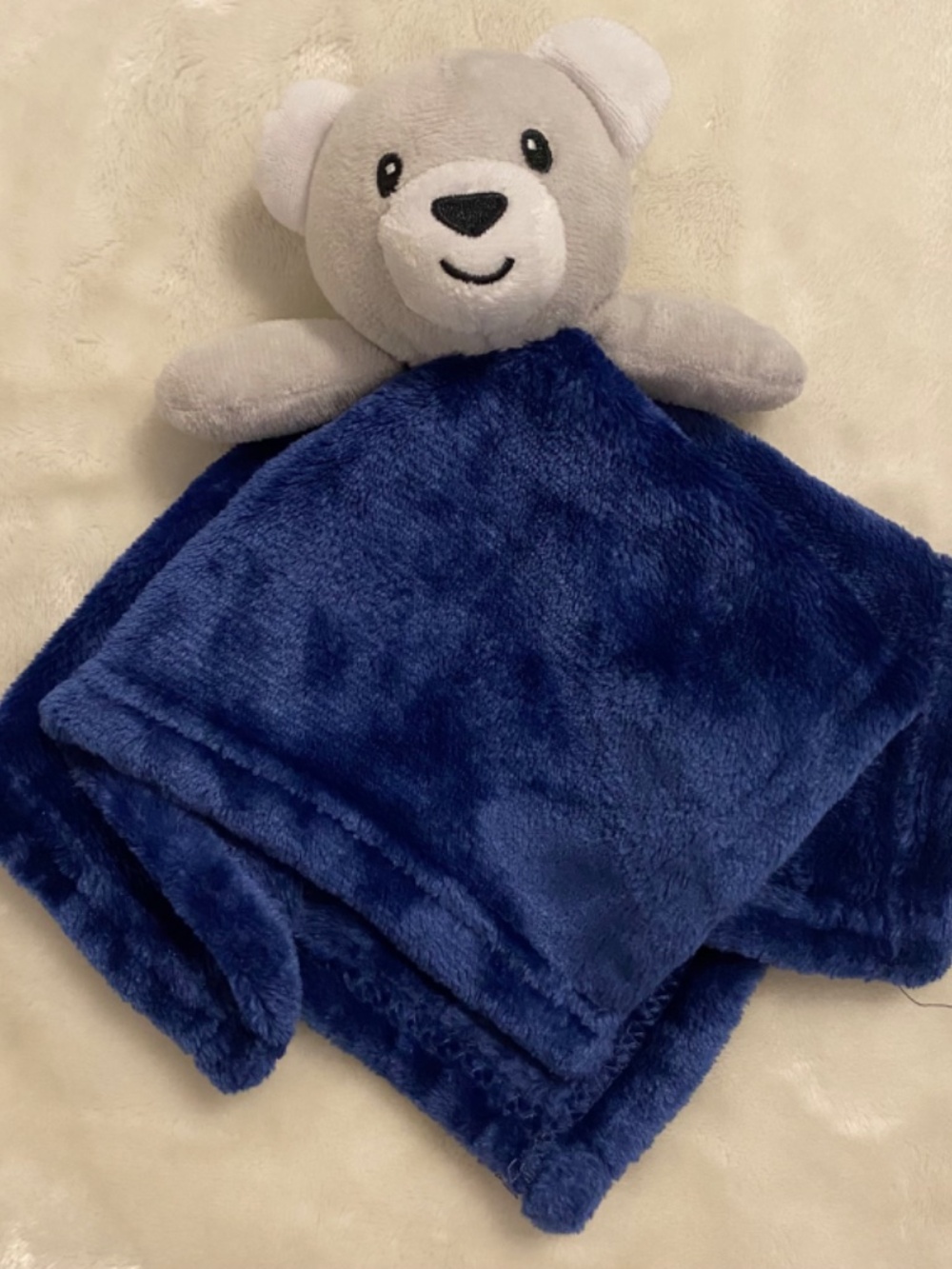 Nemcor Bear Navy Blue Grey Plush Baby Security Blanket Lovey